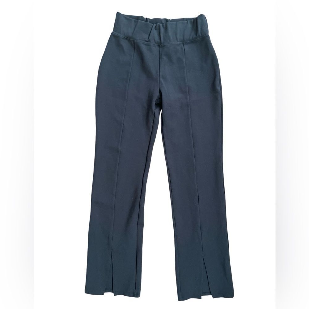 Abercrombie & Fitch Black Pull On Ponte Knit Trouser Pants with Split Hem Size M - Picture 2 of 5